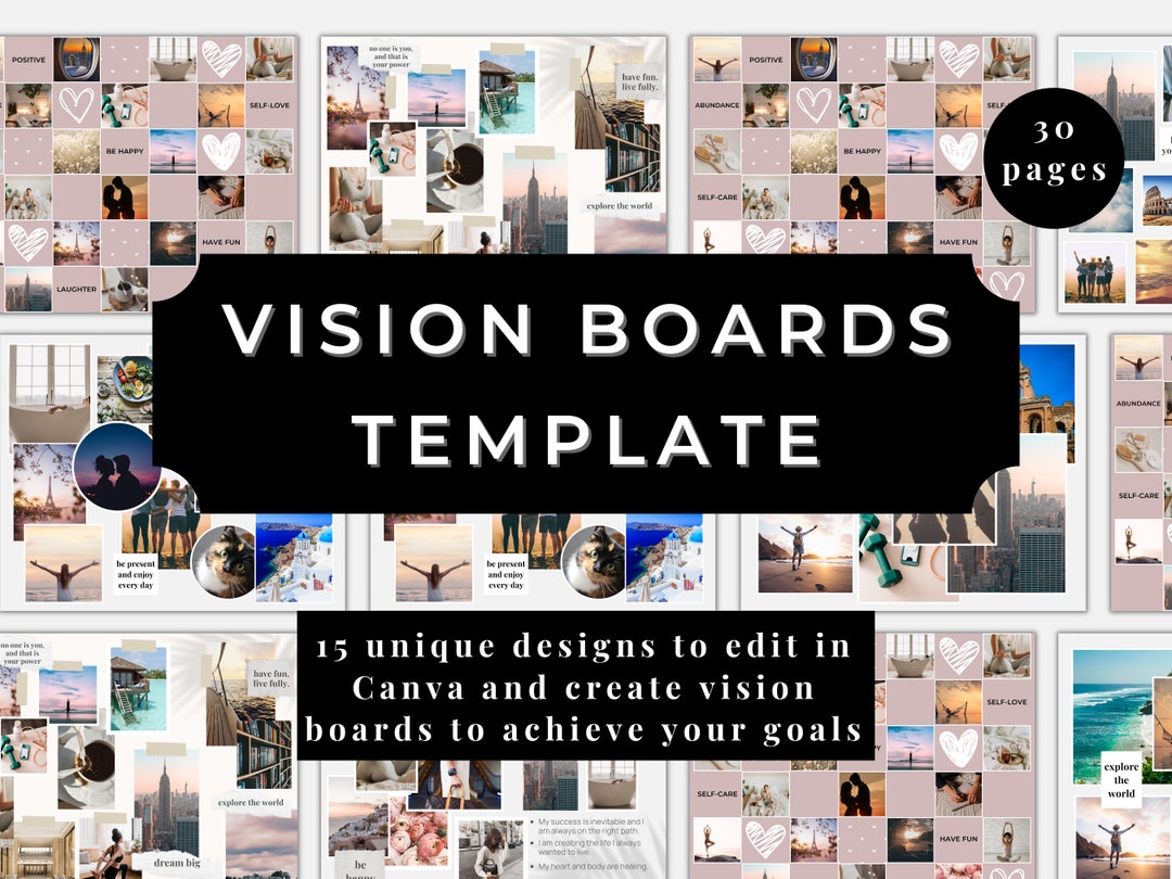 VISION BOARD KIT 15 Digital Vision Board Templates Canva - Etsy