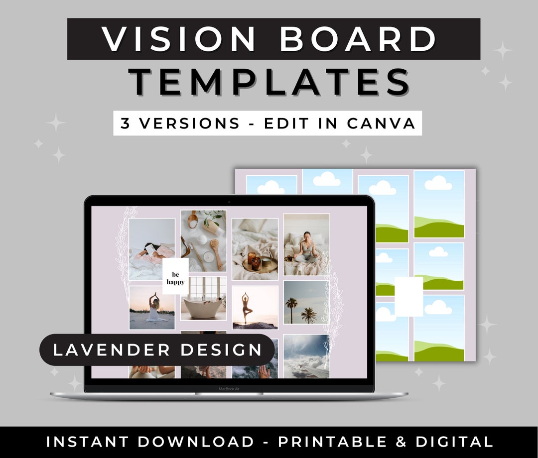 2024 VISION BOARD KIT, Digital Vision Board Template Canva Vision Board ...