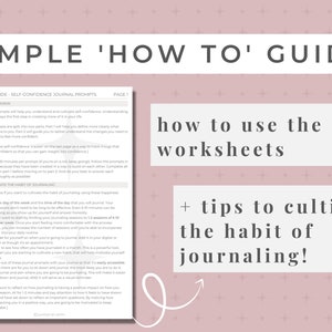 Writings prompts for your self love journey. This digital workbook includes guided journal prompts for self-help. Goodnotes journal prompts that can also be printed. Includes journal prompt worksheets, selflove checklist and a journaling page.