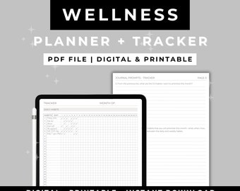 Wellness Zielplaner, 30 Tage Selfcare Journal, Monatlicher Selfcare Planer, Selfcare Checkliste druckbar, Wöchentlicher Wellness Tracker
