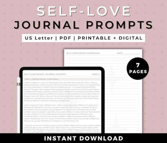 Self Love Journal Prompts | Guided Confidence Workbook (Digital Download)