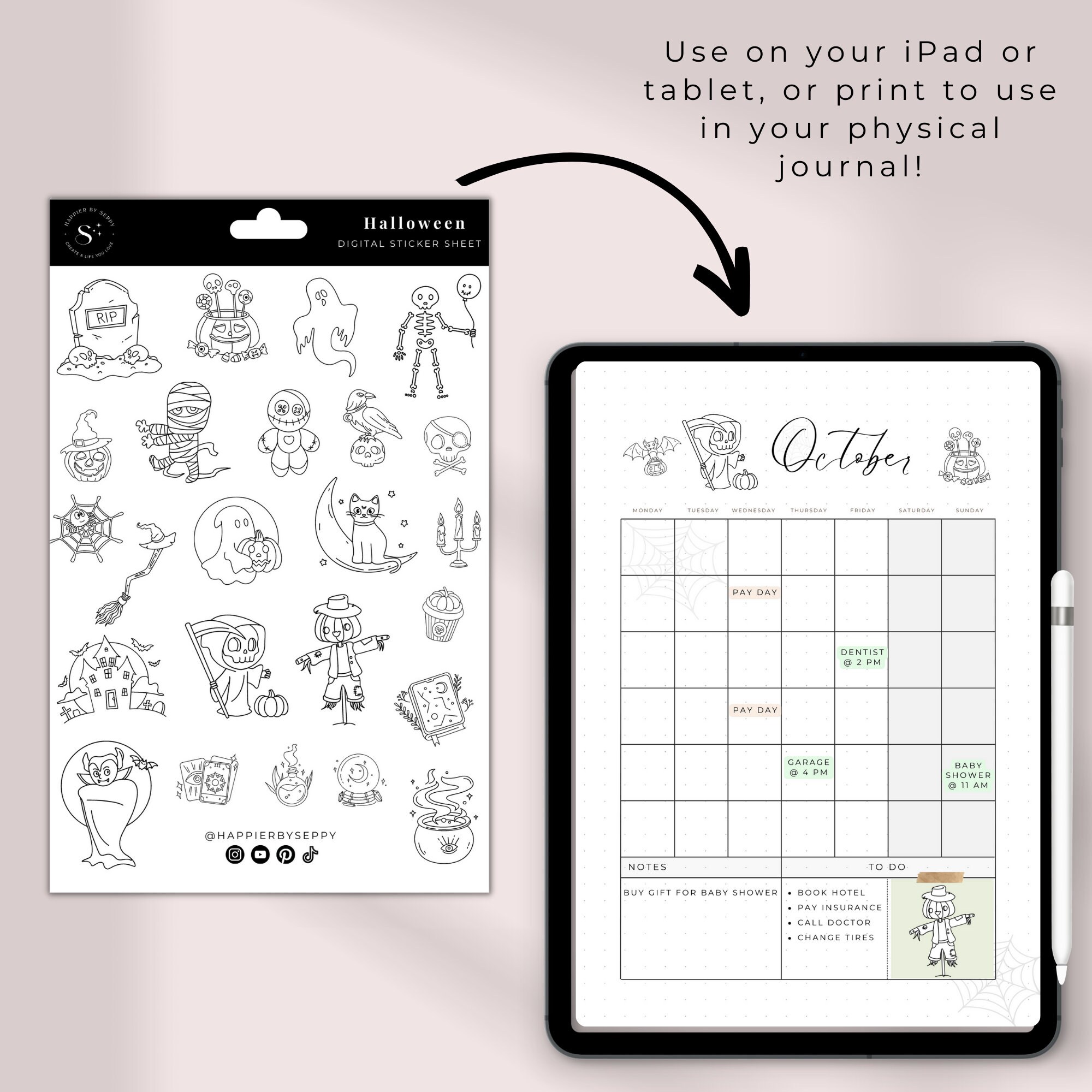 PREMADE BULLET JOURNAL Printable Halloween Bujo Cover, Bullet Journal