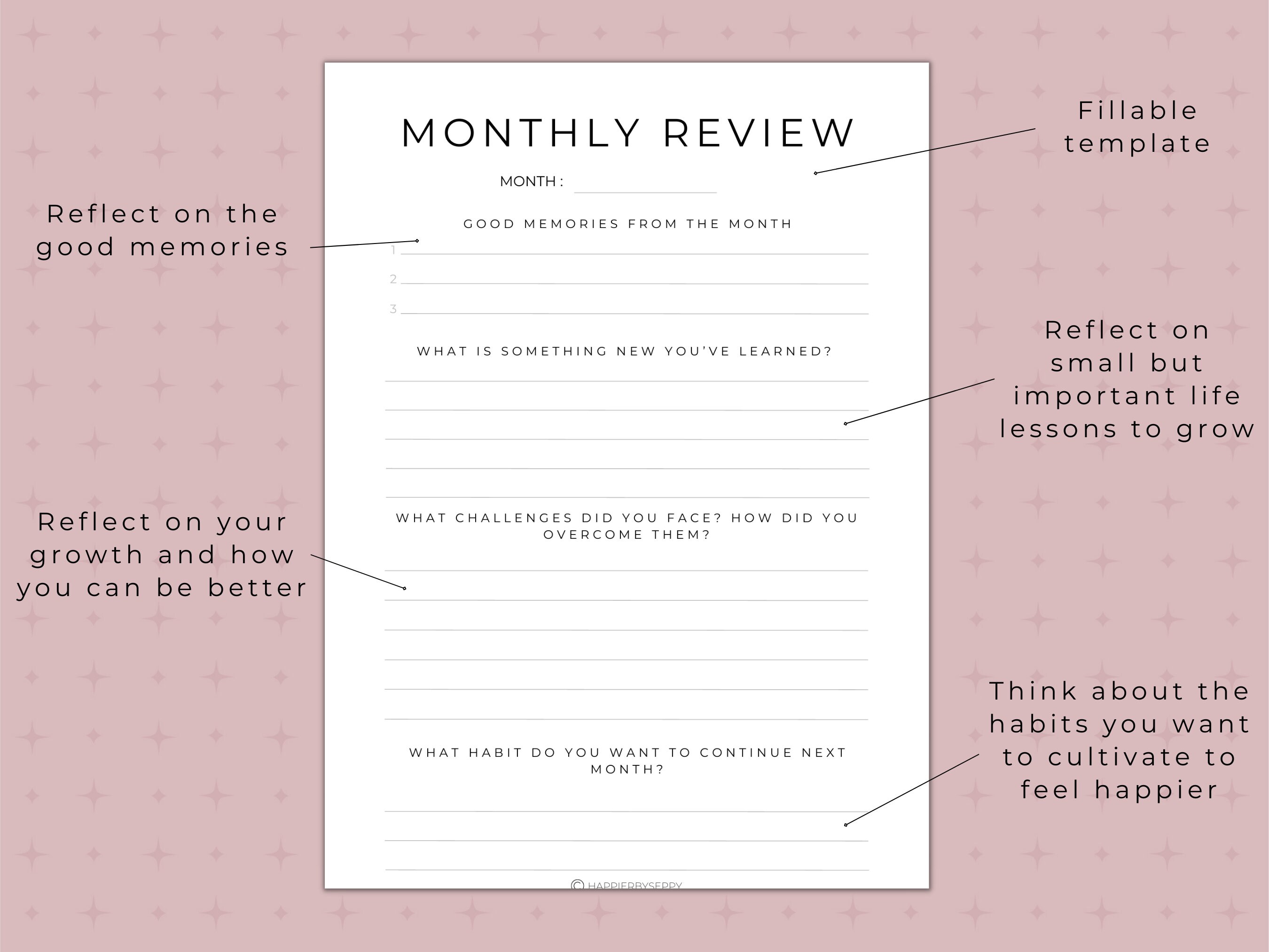 Monthly Goal Setting Journal | Guided Prompts, Digital Planner (PDF ...