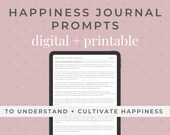 HAPPINESS JOURNAL PROMPTS - Simple guided journaling prompts for beginners for personal growth (digital + printable)