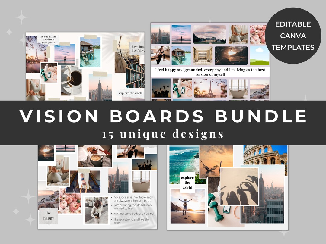 15 Customizable VISION BOARD TEMPLATES to Set Goals Manifest - Etsy Canada