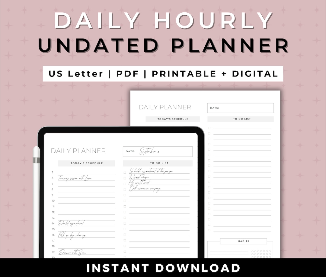 HOURLY PLANNER PRINTABLE, Hourly Planner Goodnotes Hourly Planner ...