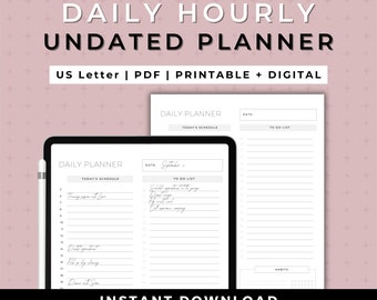 Minimalist Hourly Planner | Daily Time Blocking Schedule (Digital Download)