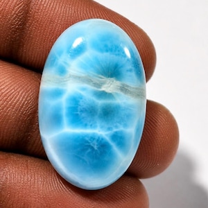 Natural Larimar Oval Cabochon | Blue Pectolite Gemstone for Jewelry Making