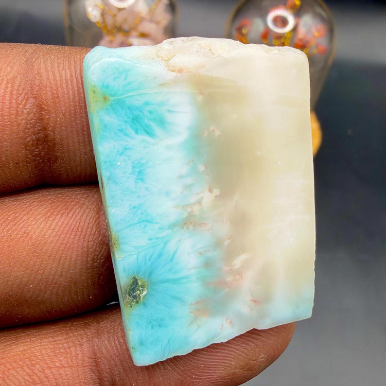 Stone Colour Gradient Natural Larimar Slab | 35x25x4mm Raw Stone for Jewelry Making (lapidary ...