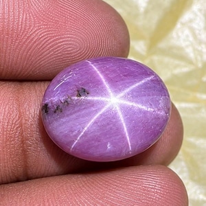 Natural Pink Star Ruby Gemstone: 20ct Oval Cabochon with 6-Ray Asterism