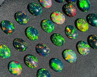 HIGH Quality Black Ethiopian Welo Fire Opal Oval Shape Colorful Cabochon Loose Gemstones Wholesale