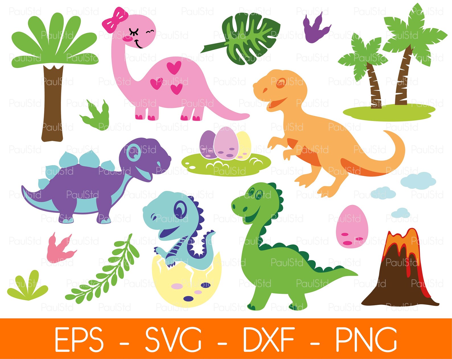 Dinosaur Bundle Svg - Dino Bundle Png - Baby Dinosaur Svg - Cute Dino ...