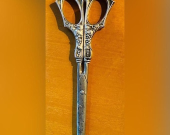 Tijeras de podar para uvas, estilo vintage, de plata esterlina alemana, con diseño de vid, 6,5 pulgadas.