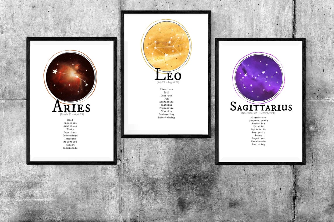 ALL ZODIAC Signs | PRINTABLE Art | Personality Traits | Constellations ...