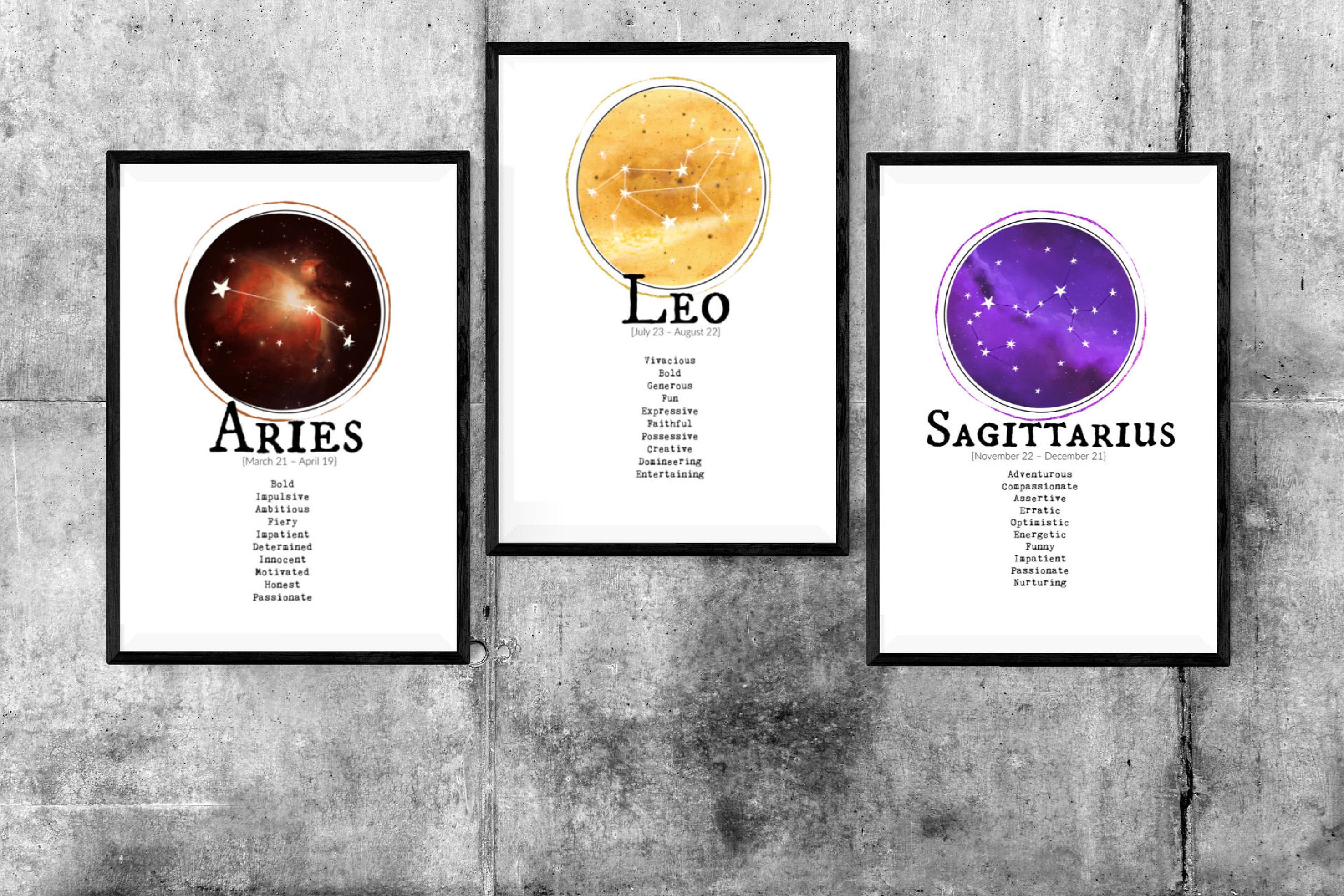 ALL ZODIAC Signs | PRINTABLE Art | Personality Traits | Constellations | Power Colors - Etsy