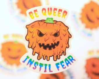 LGBTQ Pride Pumpkin Sticker, LGBT Stationery, Halloween Sticker, Pumpkin Sticker