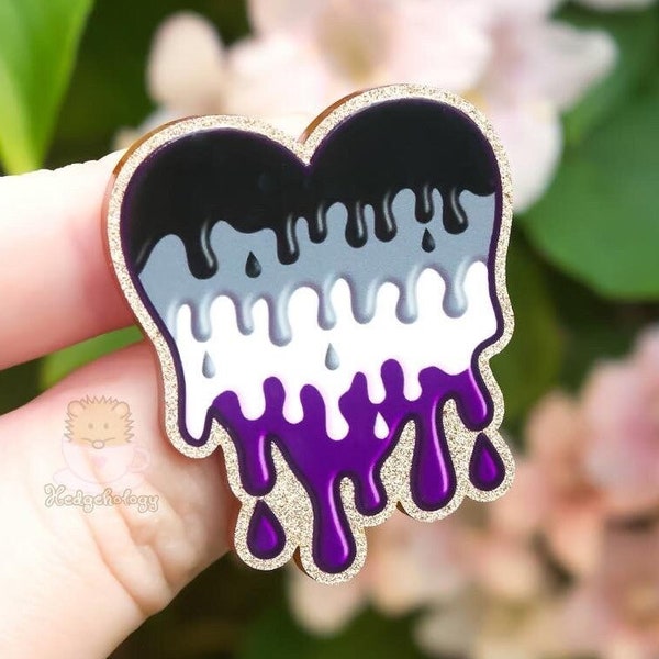 Asexual Pride Heart Pin, Ace Pride, Acrylic Pin, Gray Ace, LGBT Pride Pin, Asexual Flag, Pride Flag, Asexual Gift