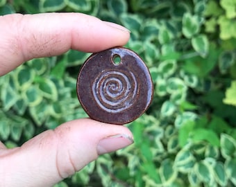 berry purple swirl handmade ceramic pendant