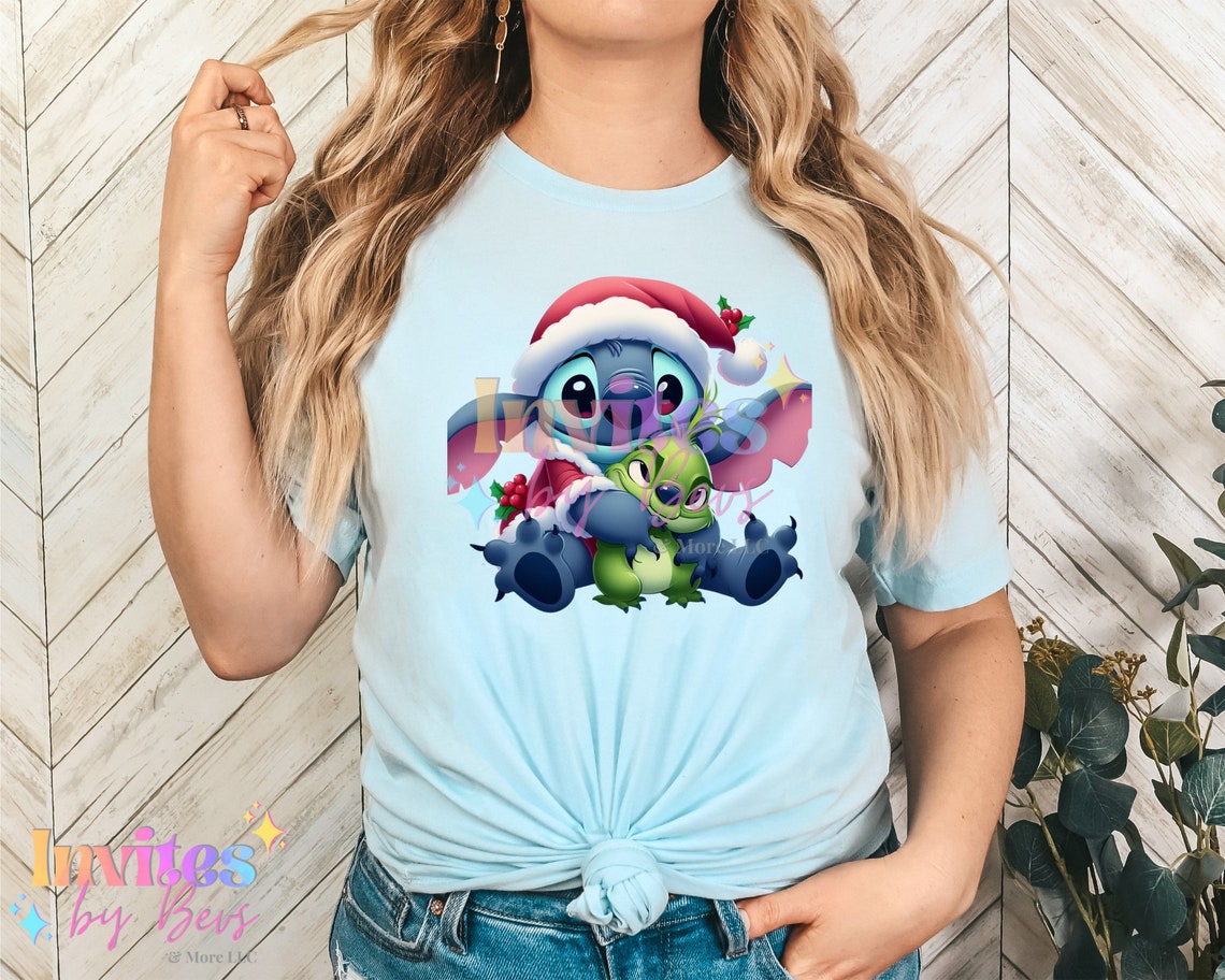 Christmas Stitch Hugging Grinch Png, Stitch and Grinch Png, Stitch