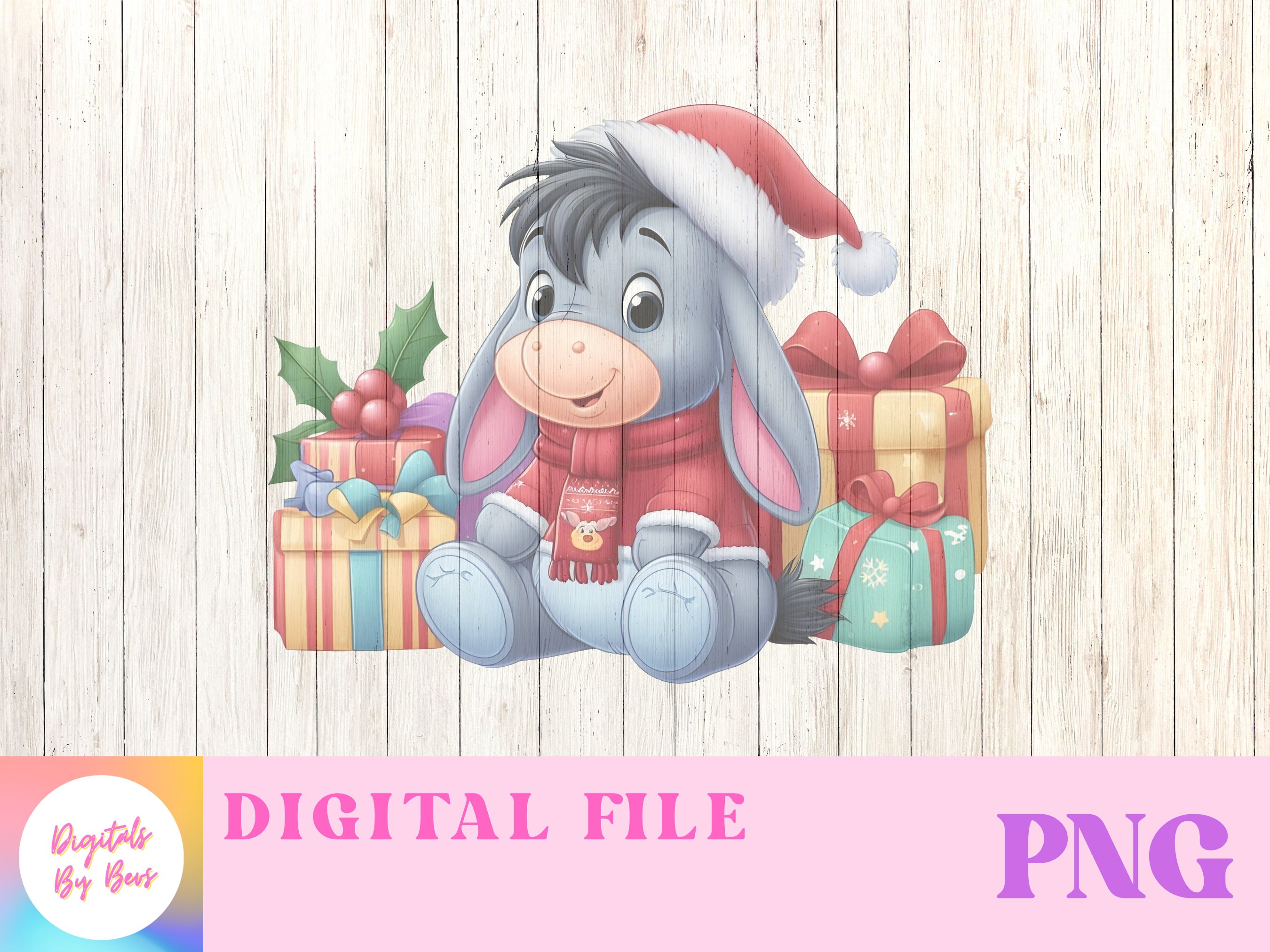 Baby Eeyore Christmas PNG, Cute Winnie Pooh Clipart, Christmas Eeyore