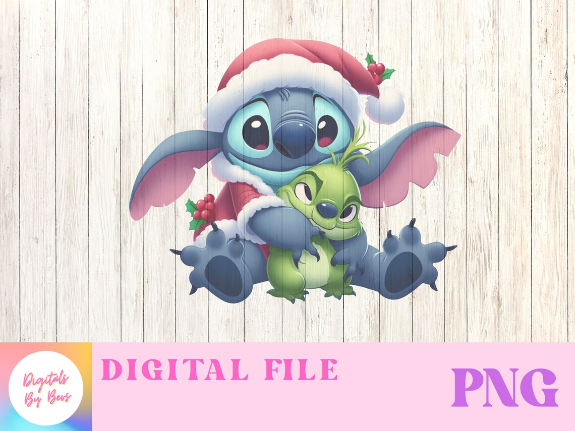 Christmas Stitch Hugging Grinch Png, Stitch and Grinch Png, Stitch