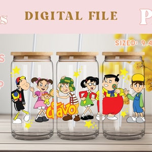 Chavo del Ocho wrap, Libbey glass 16 oz Chavo del Ocho, digital download, png, chavo del 8 png 16oz wrap, chilindrina wrap, quico png wrap