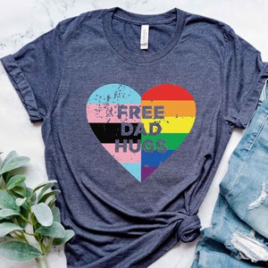 Free Dad Hugs | Fathers Day Shirt | LGBTQ Proud Fathers | Dad Tshirt | Dad Tee | Dad Shirt | Gifts For Dad | LGBTQ+ Pride