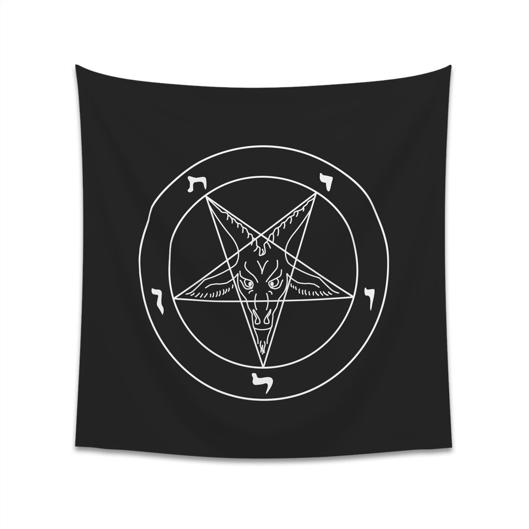 Printed Wall Tapestry Big Baphomet, Satanic Occult Baphomet Wall ...
