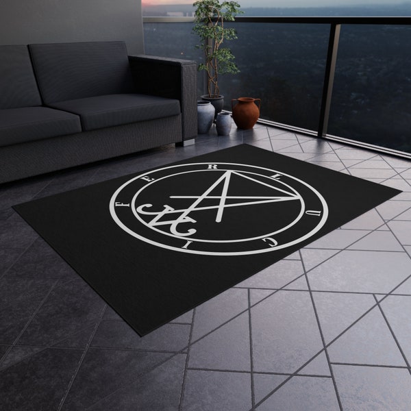 Sigil of Lucifer Outdoor Rug - Satanic Mystical Patio Decor - Unique Occult Welcome Mat - Luciferian Entryway Accent - Sigil of Lucifer Rug