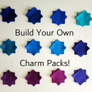 Custom Charm Packs Solids Pre Cut Squares Build Your Own Charm Pack Quilting Sewing Various Colours and Sizes 2.5 Inch