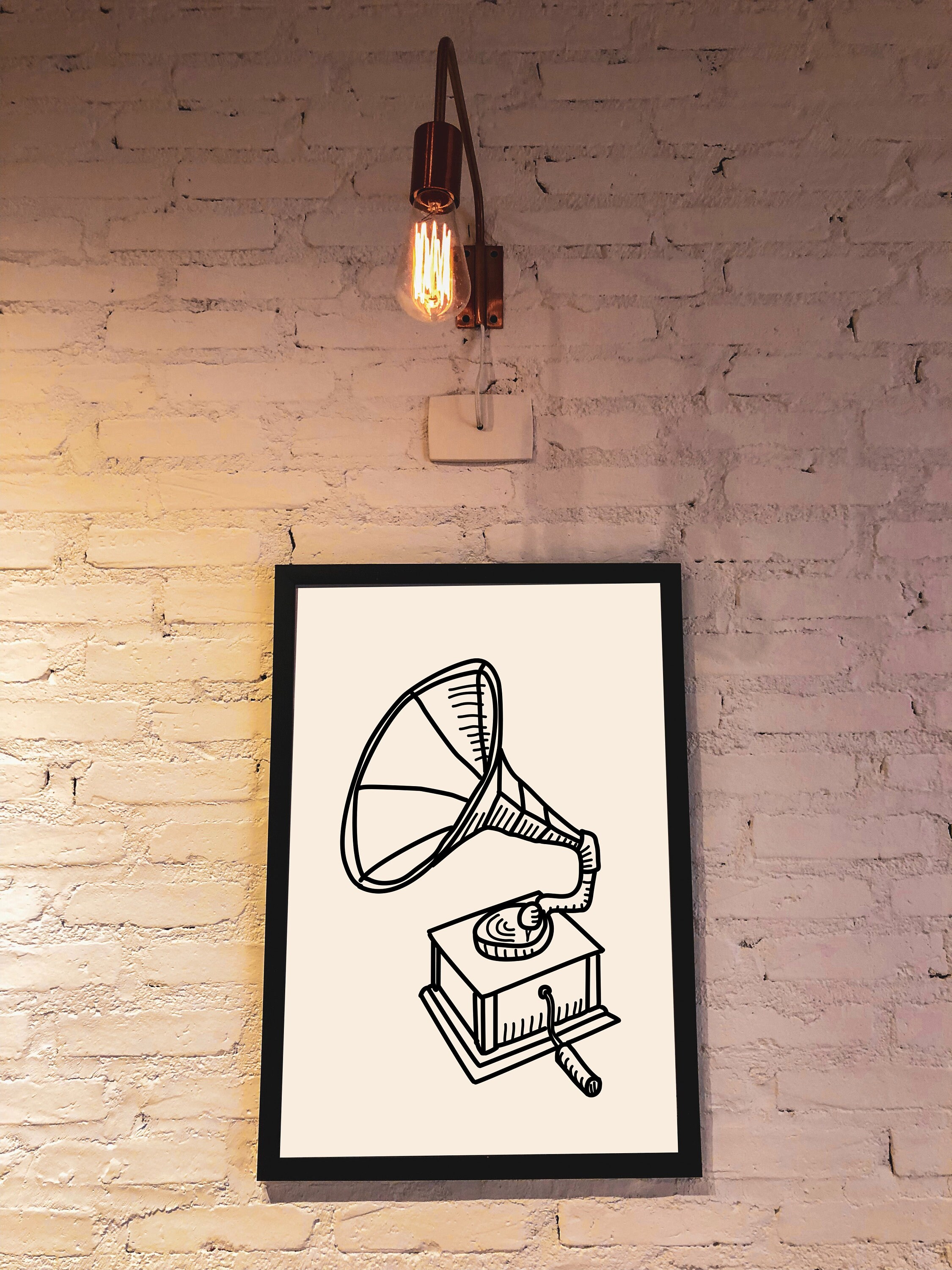 Minimalist Art Work of Gramophone Printable Line Art. Retro Talking ...