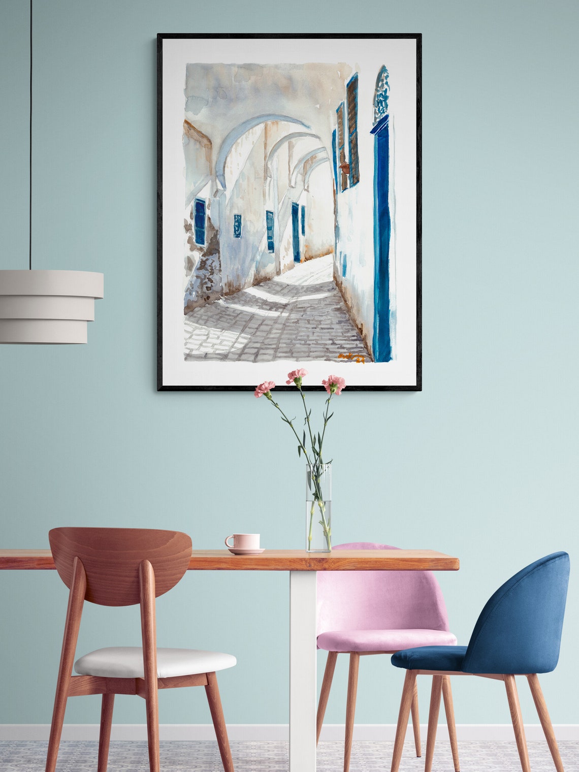 Cityscape Printable Watercolor Wall Art. Scanned Watercolor Art of a ...