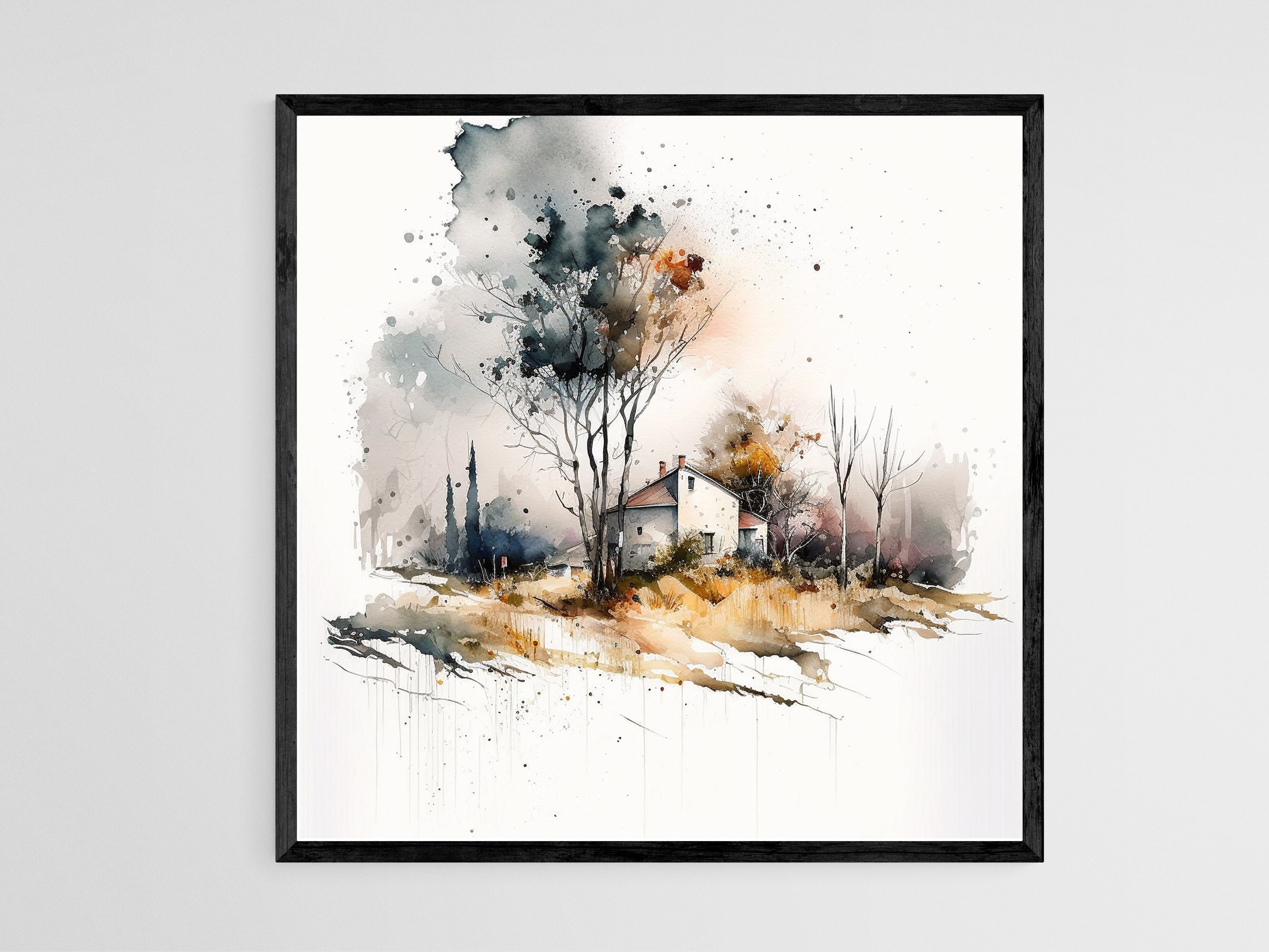 Printable Wall Art of Watercolor Landscape by Midjourney Ai. Etsy