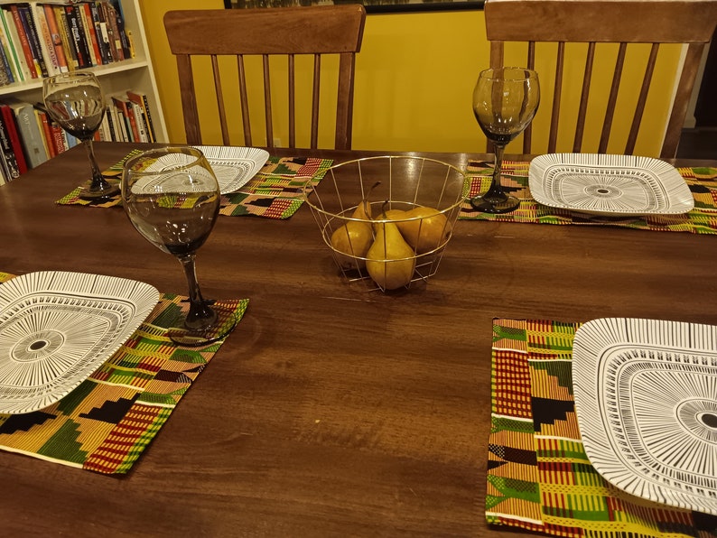 Kwanzaa Placemats Ghana Print Kente Fabric Etsy
