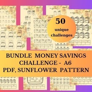 Money Savings Challenge Printable | Savings Tracker Bundle | A6 Sized/Downloadable 50 Money Challenges| Digital Savings