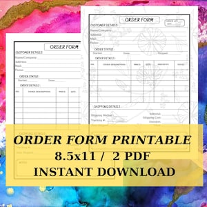Order Form Template Printable  / For Small Business and for Personal Use / Instant download /8.5 x11 in, 2 Pdf