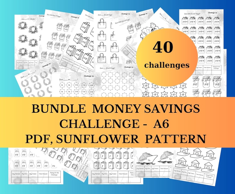 Printable Money SAVINGS CHALLENGES BUNDLE, 40 Downloadable Savings ...