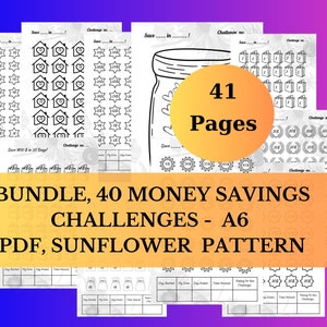 Low Income & High Income Savings Challenge Printable | Money Saving Challenge Bundle | 40 A6 Sized Mini Savings Challenge Trackers |