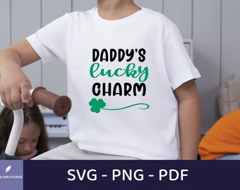 Daddy's Lucky Charm SVG - St Patrick's Day Kids Shirt (PNG, PDF)