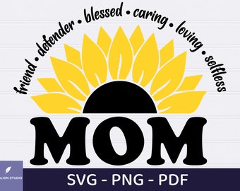 Sunflower Mom SVG: Moederdag gesneden bestand (digitale download)