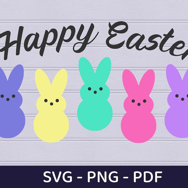 Happy Easter Svg, Peeps Svg, Easter Svg, Easter Bunny Svg, Easter Cut File, Peeps Bunny Svg, Svg file for Cricut, Easter Peeps Png,