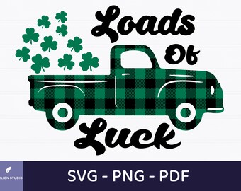 St Patrick's Buffalo Plaid Truck SVG: Clover Design (Digital Files)