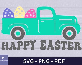 Easter Truck with Eggs SVG: Cricut, Silhouette, PNG, PDF