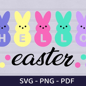 Hello Easter Svg, Peeps Svg, Easter Svg, Easter Bunny Svg, Easter Cut File, Peeps Bunny Svg, Svg file for Cricut,Easter Peeps clipart