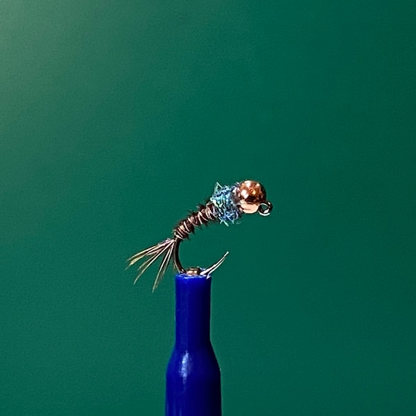 Micro Pheasant Tail. Super Winter Fishing Pattern! Tungsten Bead, Barbless - Jig Hook Size 20!