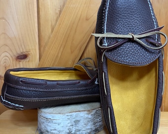 Men's Size 10.5 Double Sole, Deerskin Lined Leather Moccasin
