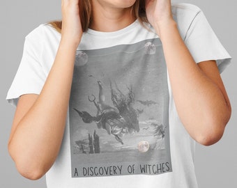 A Discovery of Witches Shirt-Witch Moon Shirt-Vintage Illustration-Magic Celestial Shirt-Witch Costume-Gothic-Feminist-Aesthetic Clothes-