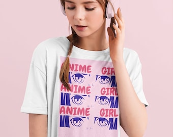 Anime Meisje Shirt-Harajuku Shirt-Vintage Anime Shirt-Esthetische Manga Shirt-Kawaii Girl Tee-Manga Shirt-Anime lover Gift- Cute Japanse Tee