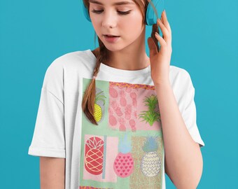Ananas T Shirt-Pineapple Shirt-Pineapples Shirt-Retro-Vegan T shirts-Ananas Shirts-Esthetische Kleding-Vegans-Gift voor Moeder-ECO Tee