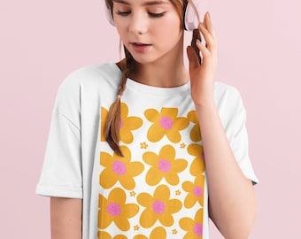 Retro Bloem Shirt-70s Bloemen Shirt-Hippie Soul Shirt-Vintage Esthetische Wildflower Shirt-Sunshine Mood Tee-Good Vibes Shirt-Gift voor vrouwen-